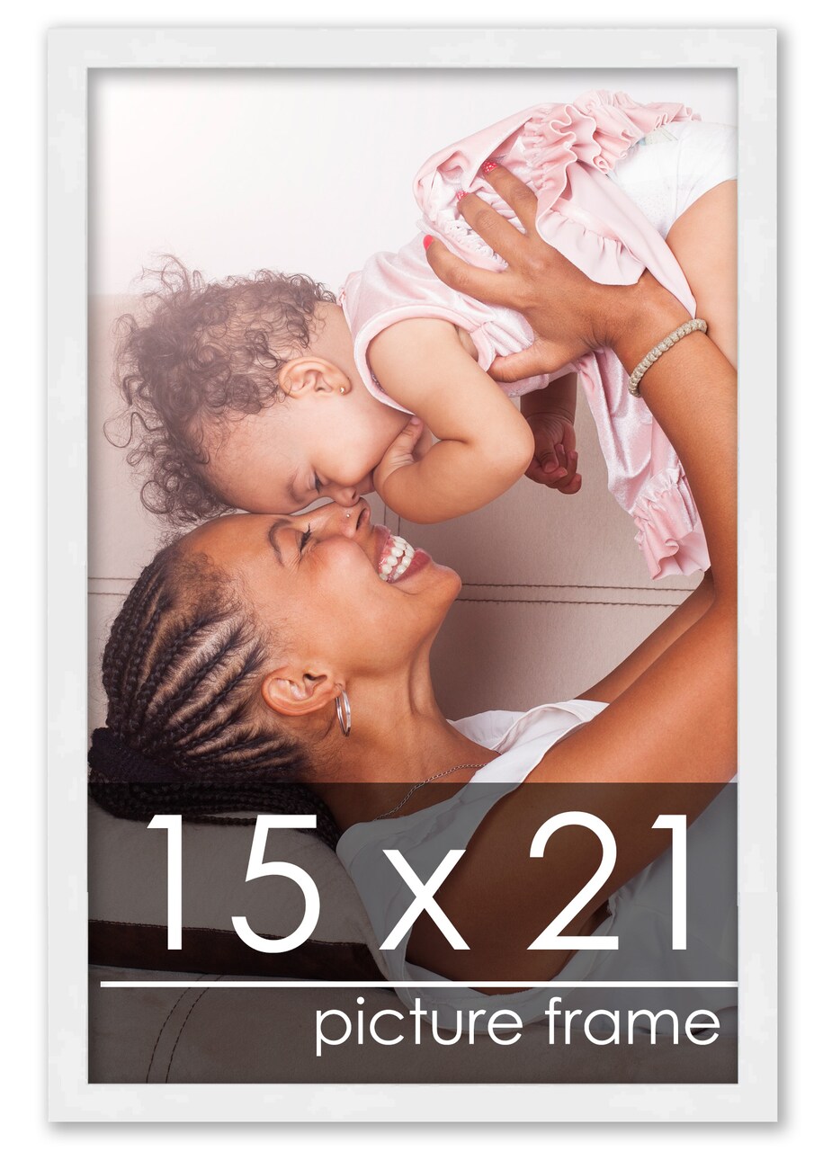 15x21 Solid Wood Picture Frame with UV-Resistant Acrylic & Acid-Free Backing, Available in 6 Finishes: Matte Black, Matte White, Metallic Bronze, Silver, Natural Wood Grain & Mahogany